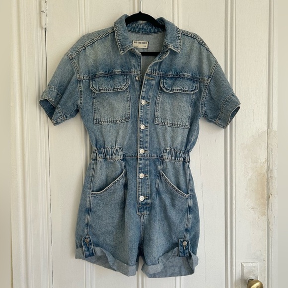 Free People Marci Denim Romper - Picture 3 of 6